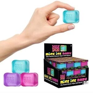 BLUE -- New NeeDoh Nice Ice Baby Small Cube Fidget Squish Toy Nee Doh Mini-